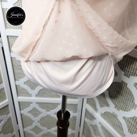 Candie's Women's Blush Swiss Dot/Heart Double Strap Blouse Size L - Picture 9 of 12